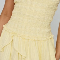 Ayanni Shirred Strapless Mini Playsuit Yellow