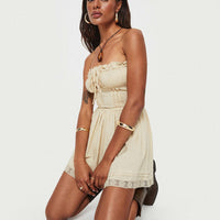 Vip Strapless Romper Beige