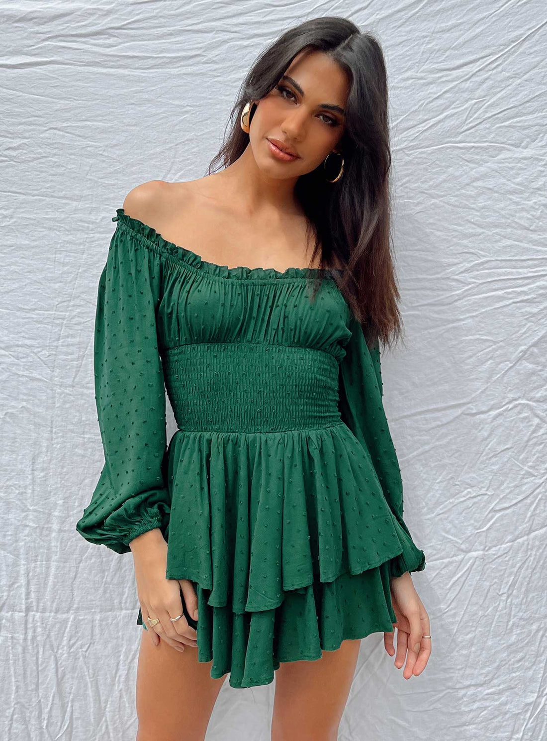 The Love Galore Long Sleeve Romper Green