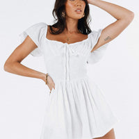 Front Row Romper Plain White