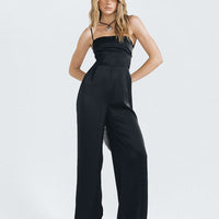 Bryne Satin Jumpsuit Black