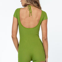 Emilio Short Sleeve Romper Green