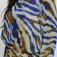 Get Closer Backless Romper Blue Zebra
