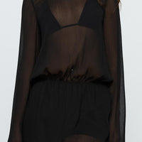 Get Closer Backless Playsuit Black