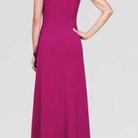 Regular - Long Square Neck Dress with Cascade Ruffle Detail