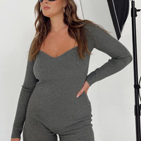 Huttley Knit Romper Grey
