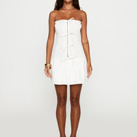Think And Smile Strapless Tie Detail Playsuit White