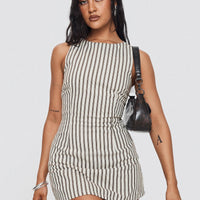 Yumiko Romper Brown Stripe Tall