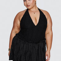 Mixie Halter Romper Black Curve