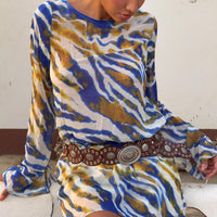 Get Closer Backless Romper Blue Zebra