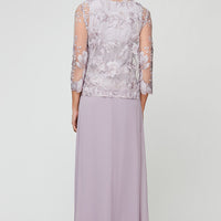 Petite Embroidered Jacket Dress with Illusion Jacket, Scallop Detail & A-Line Skirt