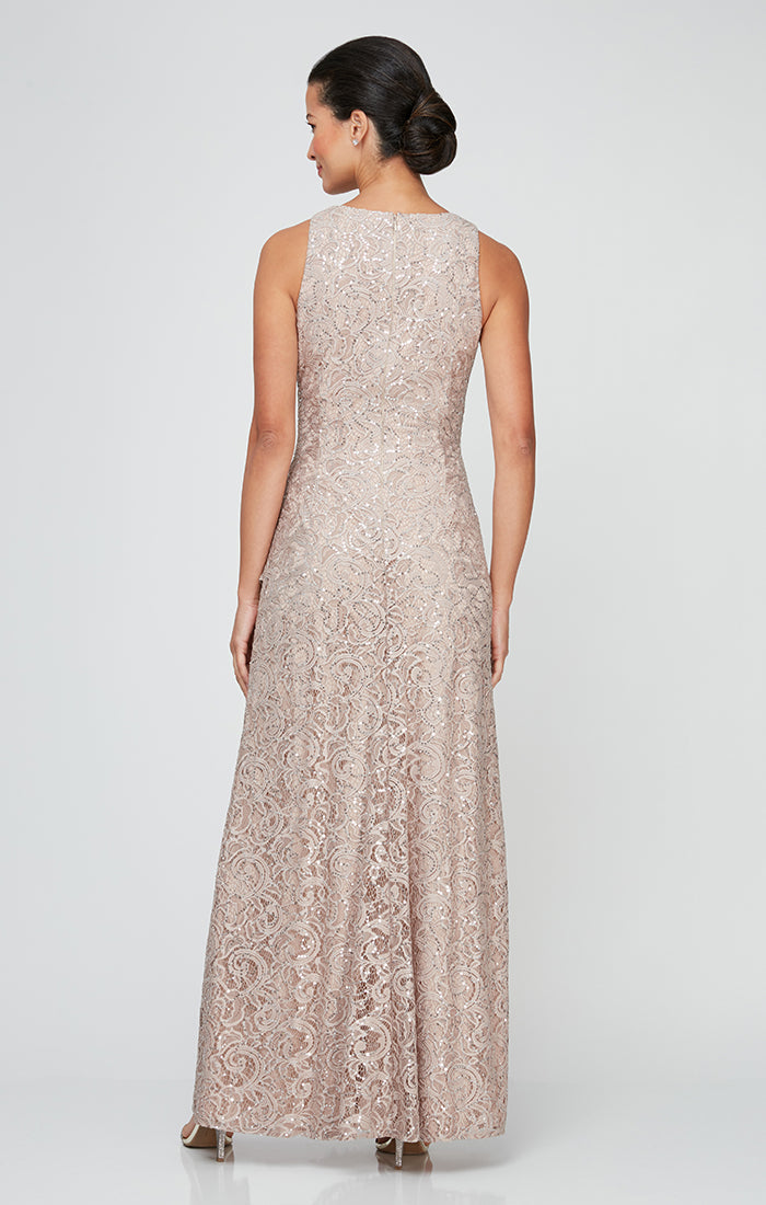 Petite Elaine Sleeveless Lace Gown