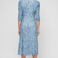 Regular - V-Neck Soutache Dress with Puff Shoulder Detail