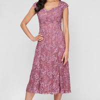 Plus Midi Lace Soutache Dress with Sweetheart Neckline