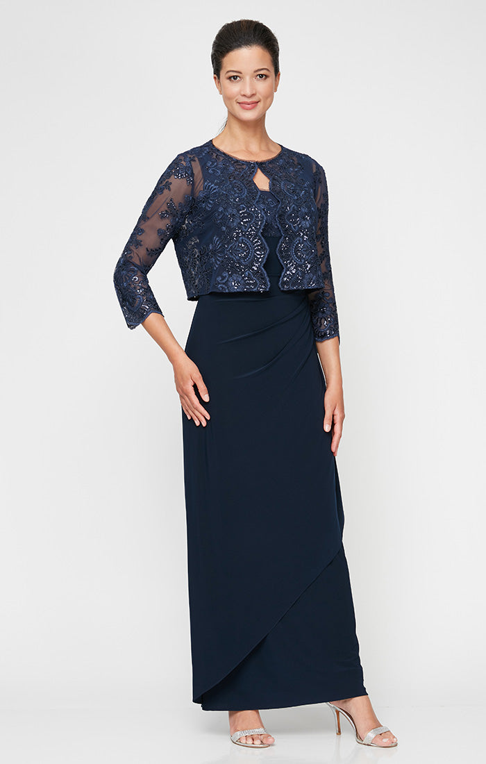 Petite Empire Waist Embroidered Jacket Dress