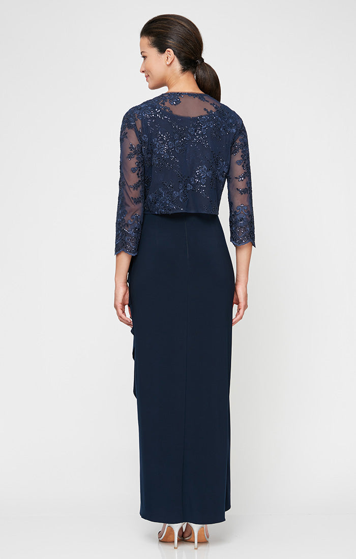 Petite Empire Waist Embroidered Jacket Dress