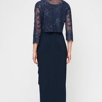 Petite Empire Waist Embroidered Jacket Dress