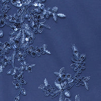 Midi Embroidered Mock Dress with V-Neckline, Illusion Sleeves and Full Chiffon Skirt