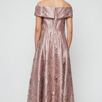 *Long Off the Shoulder Embroidered Ballgown
