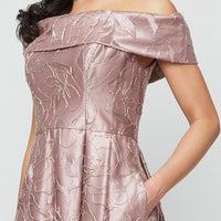 *Long Off the Shoulder Embroidered Ballgown