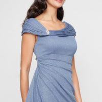 Glitter Mesh Sleeveless L-Neck Dress