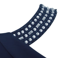 Long Halter Neck Column Dress With Embellishment at Neck and Overlay Skirt