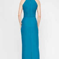 Regular - Embellished Halter Neckline Contour Dress with Cascade Skirt