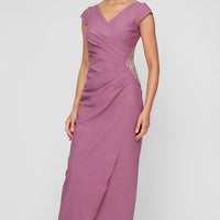 Regular - Contour Dress with Cap Sleeves, Tulip Overlay Skirt & Beaded Embellishment at Hip
