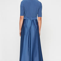 Petite Surplice Neckline Ballgown with Full Satin Skirt & Jersey Bodice