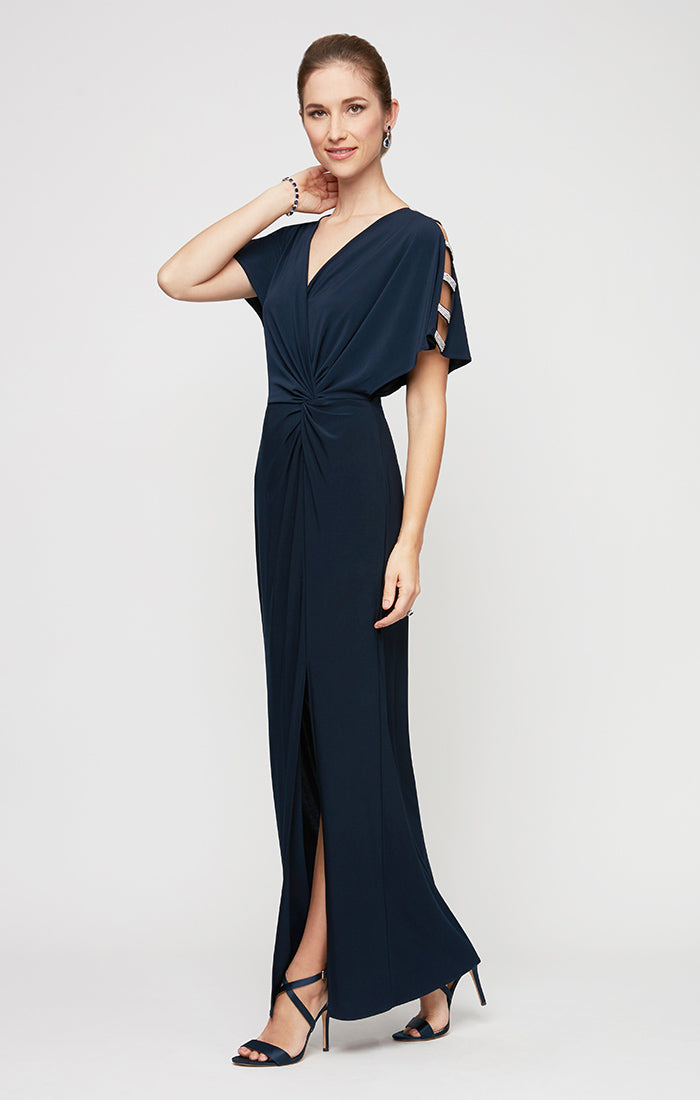 Fiona Embellished Sleeve Jersey Dress