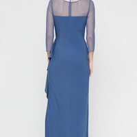 Petite - Long Matte Jersey Illusion with Embellished Neckline