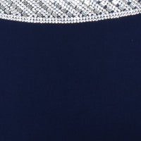 Long Sleeveless Dress with Embellishment Detail at Neckline and Front Slit