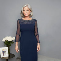 Petite Gabrielle Bell Sleeved Crepe Dress