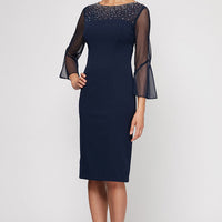 Petite Gabrielle Bell Sleeved Crepe Dress