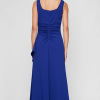 Petite Long Stretch Crepe Bolero Jacket Dress with Embellished Square Neckline & Jacket and Cascade Ruffle Detail Skirt