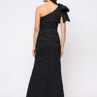 Long One Shoulder Dress with Bow Shoulder Detail