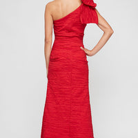 Long One Shoulder Dress with Bow Shoulder Detail