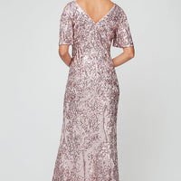 Caroline Flutter Sleeve Sequin Gown