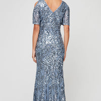 Caroline Flutter Sleeve Sequin Gown