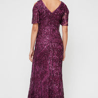 Caroline Flutter Sleeve Sequin Gown