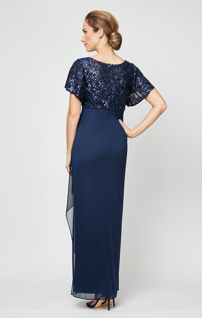 Petite Irene Embroidered Sequin Gown