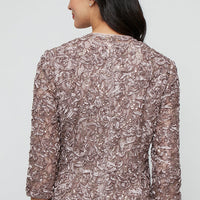 3/4 Sleeve Soutache Lace Blouse with Square Neckline