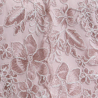 3/4 Sleeve Corded Embroidered Blouse with Center Front Scallop Detail and Illusion Sleeves