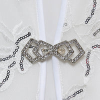 3/4 Sleeve Embroidered Twinset with Square Neck Chiffon Tank and Embellished Closure Jacket