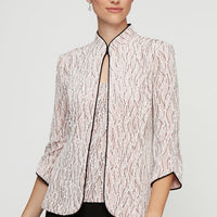 Glitter Knit Mandarin Neck Twinset with Scoop Neck Tank and Satin Piping Detail