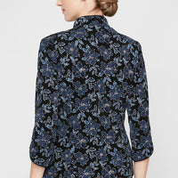Regular - 3/4 Sleeve Printed Mandarin Neck Glitter Knit Twinset with Scoop Neck Tank and Hook Neck Closure Jacket