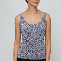 Plus Printed Glitter Twinset with Scoop Neck Tank & Mandarin Neck Jacket