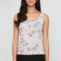 Regular - 3/4 Sleeve Printed Textured Jacquard Knit Twinset with Mandarin Neck Jacket and Scoop Neck Tank
