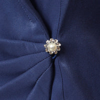 Collared Stretch Shimmer Blouse with Decorative Side Closure