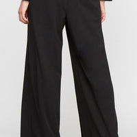 Wide Leg Crepe Pant with Skirt Panel Overlay